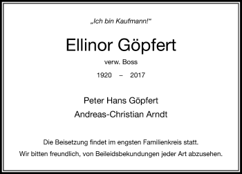 Traueranzeige von Ellinor Göpfert von Rheinische Post