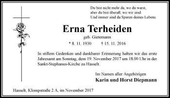 Traueranzeige von Erna Terheiden von Rheinische Post