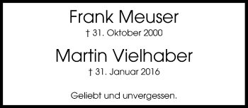 Traueranzeige von Frank und Martin  von Rheinische Post