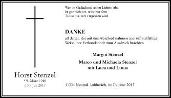 Traueranzeige von Margot Stenzel von Rheinische Post