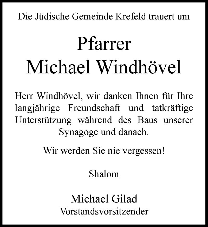  Traueranzeige für Michael Windhövel vom 14.10.2017 aus Rheinische Post
