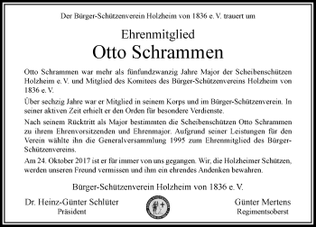 Traueranzeige von Otto Schrammen von Rheinische Post