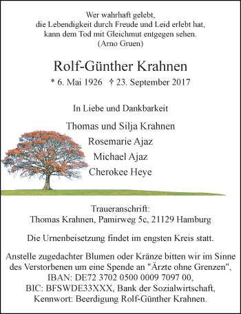 Traueranzeige von Rolf-Günther Krahnen von Rheinische Post