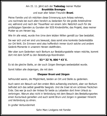 Traueranzeige von Brunhilde Bremges von Rheinische Post