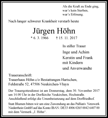 Traueranzeige von Jürgen Höhn von Rheinische Post