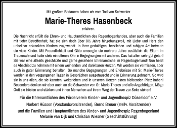 Traueranzeige von Marie-Theres Hasenbeck von Rheinische Post