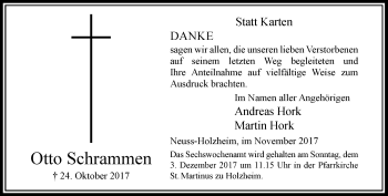 Traueranzeige von Otto Schrammen von Rheinische Post