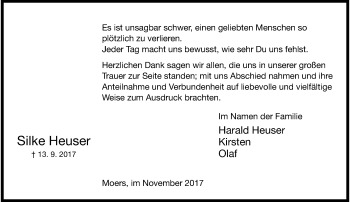 Traueranzeige von Silke Heuser von Rheinische Post