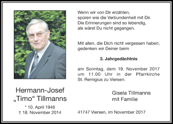 Traueranzeige von Timo Tillmanns von Rheinische Post
