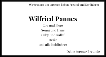 Traueranzeige von Wilfried Pannes von Rheinische Post