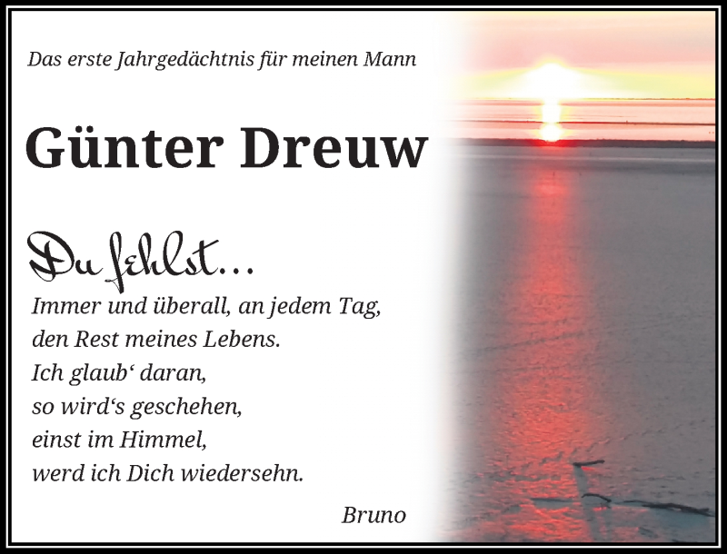  Traueranzeige für Günter Dreuw vom 13.12.2017 aus Rheinische Post