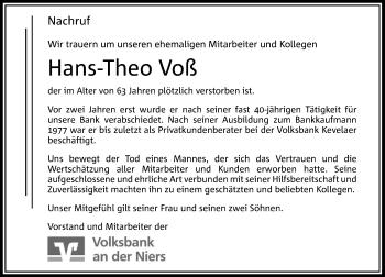 Traueranzeige von Hans-Theo Voß von Rheinische Post