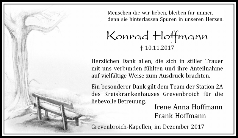  Traueranzeige für Konrad Hoffmann vom 23.12.2017 aus Rheinische Post