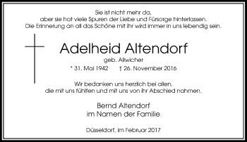 Traueranzeige von Adelheid Altendorf von Rheinische Post