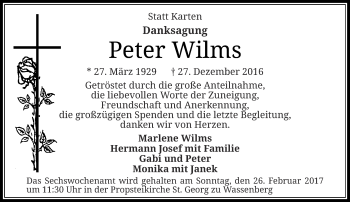 Traueranzeige von Peter Wilms von Rheinische Post