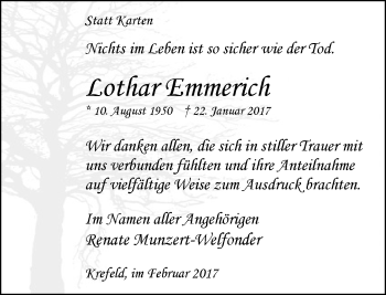 Traueranzeige von Lothar Emmerich von Rheinische Post