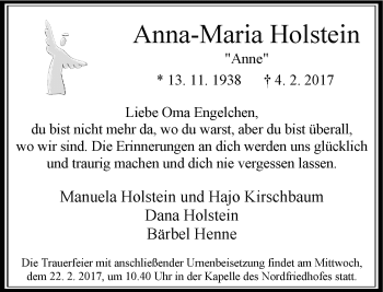Traueranzeige von Anna-Maria Holstein von Rheinische Post
