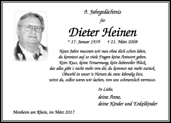 Traueranzeige von Dieter Heinen von Rheinische Post