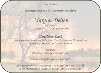 Traueranzeige von Margret Dellen von Rheinische Post