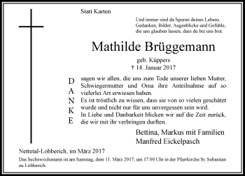 Traueranzeige von Mathilde Brüggemann von Rheinische Post