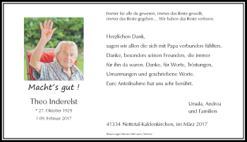 Traueranzeige von Theo Inderelst von Rheinische Post
