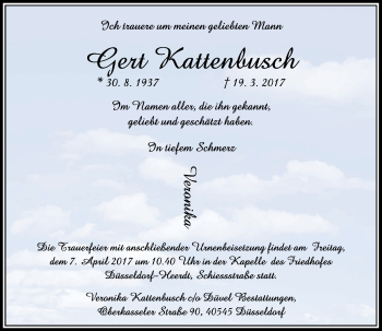 Traueranzeige von Gert Kattenbusch von Rheinische Post