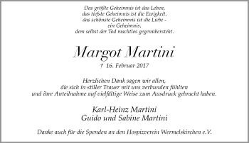 Traueranzeige von Margot Martini von Rheinische Post