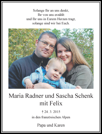 Traueranzeige von Sascha Schenk von Rheinische Post