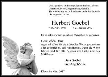 Traueranzeige von Herbert Goebel von Rheinische Post