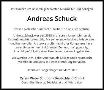 Traueranzeige von Aandreas Schuck von Rheinische Post