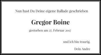 Traueranzeige von Gregor Boine von Rheinische Post