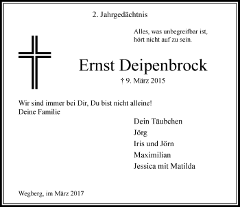 Traueranzeige von Ernst Deipenbrock von Rheinische Post