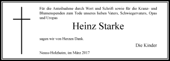 Traueranzeige von Heinz Starke von Rheinische Post