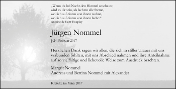 Traueranzeige von Jürgen Nommel von Rheinische Post