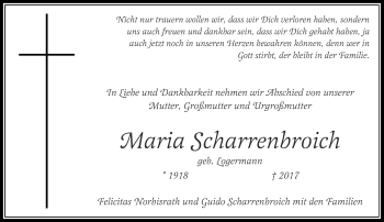 Traueranzeige von Maria Scharrenbroich von Rheinische Post
