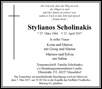 Traueranzeige von Stylianos Scholinakis von Rheinische Post