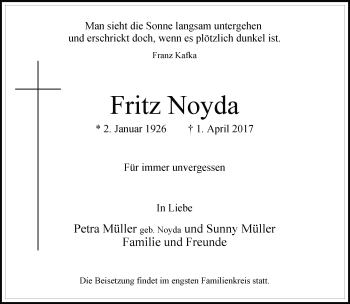Traueranzeige von Fritz Noyda von Rheinische Post