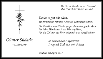 Traueranzeige von Günter Sildatke von Rheinische Post
