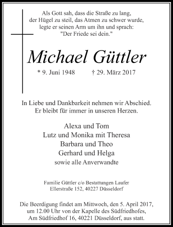 Traueranzeige von Michael Güttler von Rheinische Post