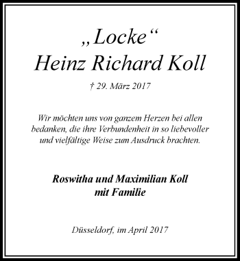 Traueranzeige von Heinz Richard Koll von Rheinische Post