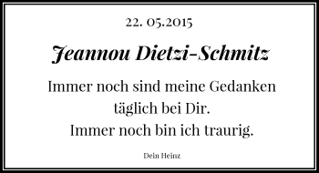 Traueranzeige von Yeannou Dietzi-Schmitz von Rheinische Post