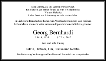 Traueranzeige von Georg Bernhardi von Rheinische Post
