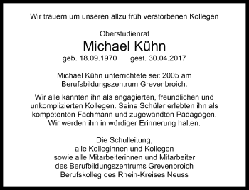 Traueranzeige von Michael Kühn von Rheinische Post