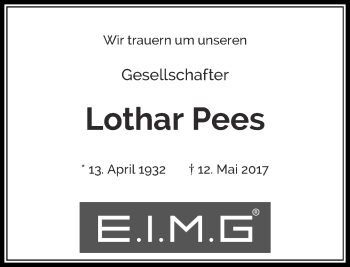 Traueranzeige von Lothar Pees von Rheinische Post