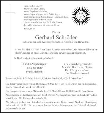 Traueranzeige von Gerhard Schröder von Rheinische Post