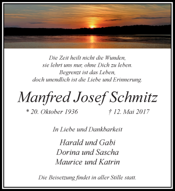 Traueranzeige von Manfred Josef Schmitz von Rheinische Post