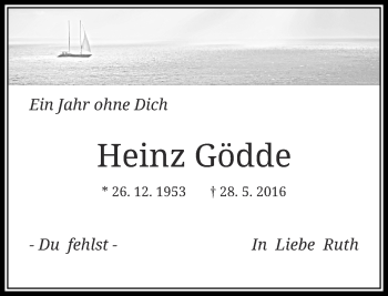 Traueranzeige von Heinz Gödde von Rheinische Post