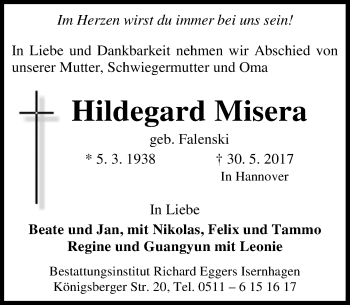 Traueranzeige von Hildegard Misera von Rheinische Post