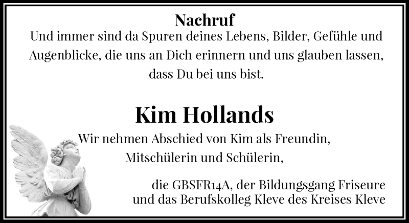  Traueranzeige für Kim Hollands vom 21.06.2017 aus Rheinische Post