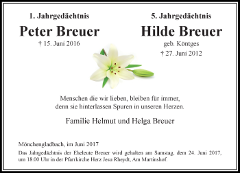 Traueranzeige von Peter und Hilde Breuer von Rheinische Post